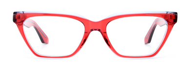 Women Urban Eyeglasses: Motley Trans.Red+Blue - SpaceSMART Eye Clinic (Front View)